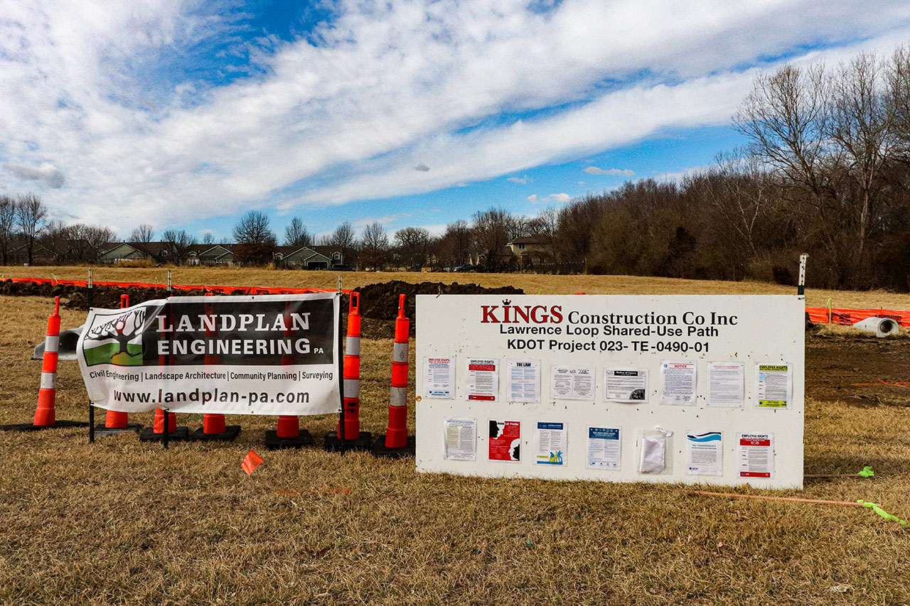 Construction signs in Peterson Park