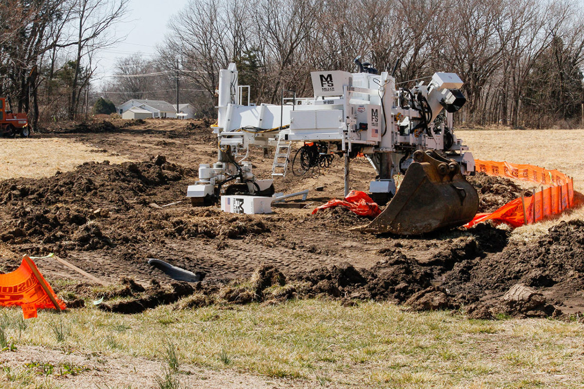 Concrete paver machine in Peterson Park