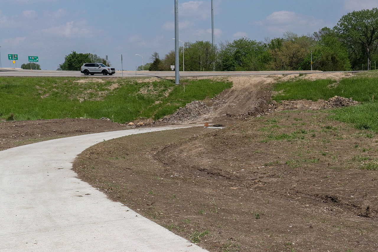 Concrete leading up to the tunnel location, north of the Hallmark Plant