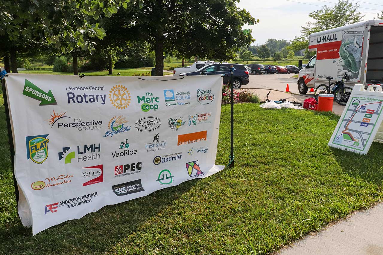 Signs at the bike ride