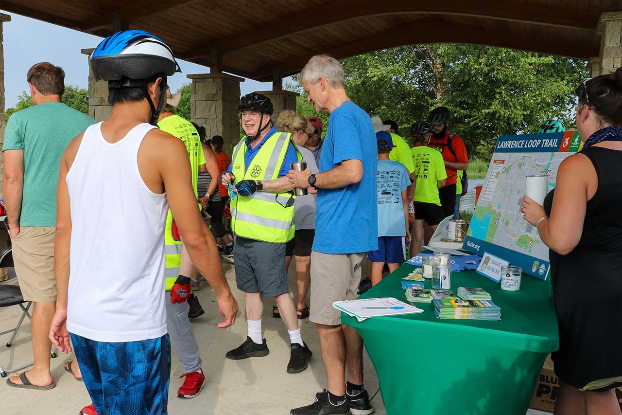 People taking with FLAT at the event