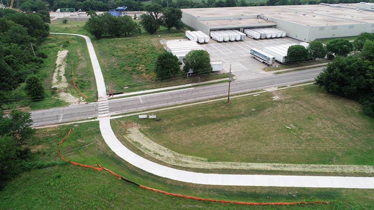 The trail crossing North Iowa headed east