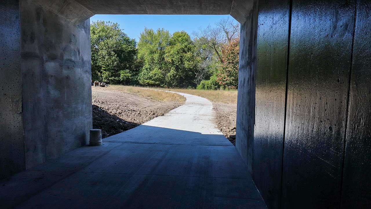 Looking west in the tunnel