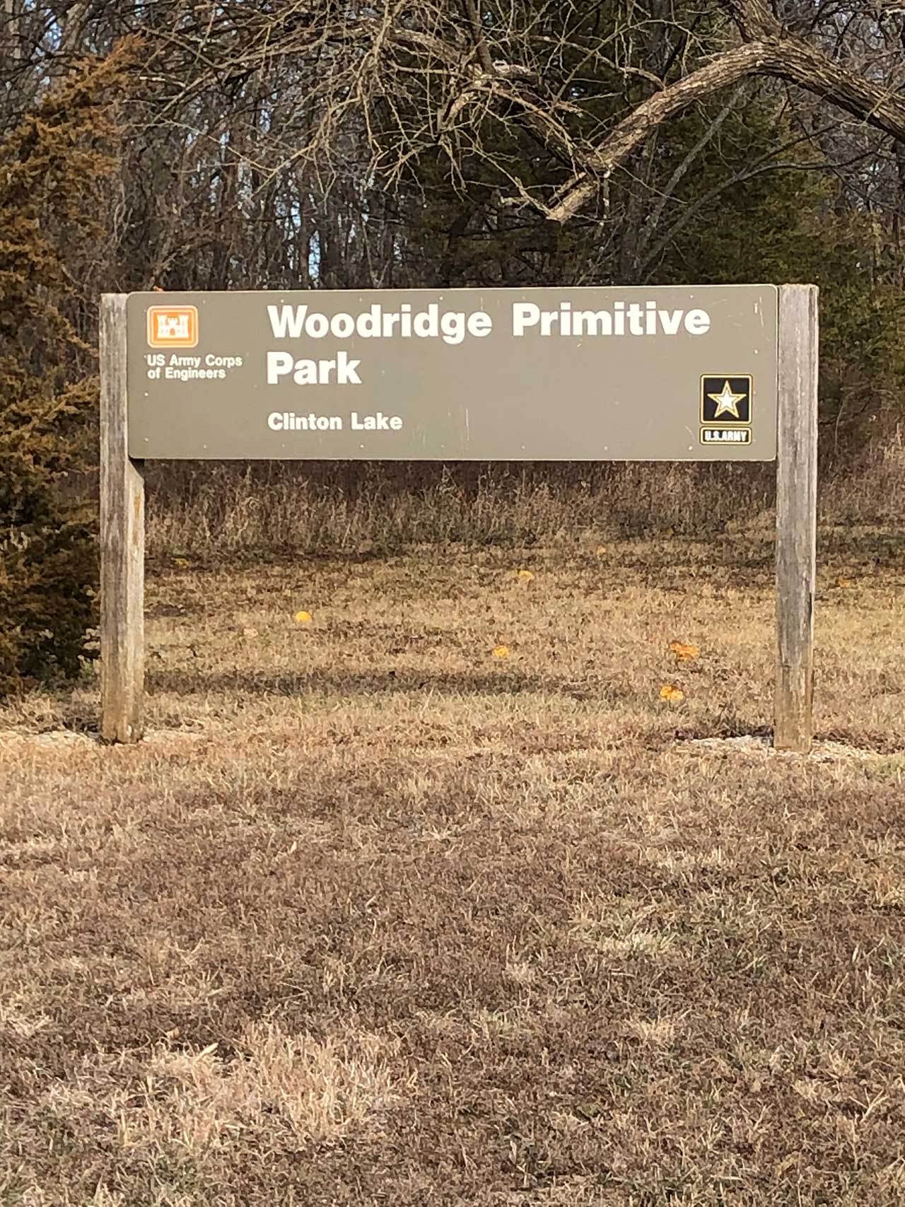 Woodridge Primitive Park at Clinton Lake sign