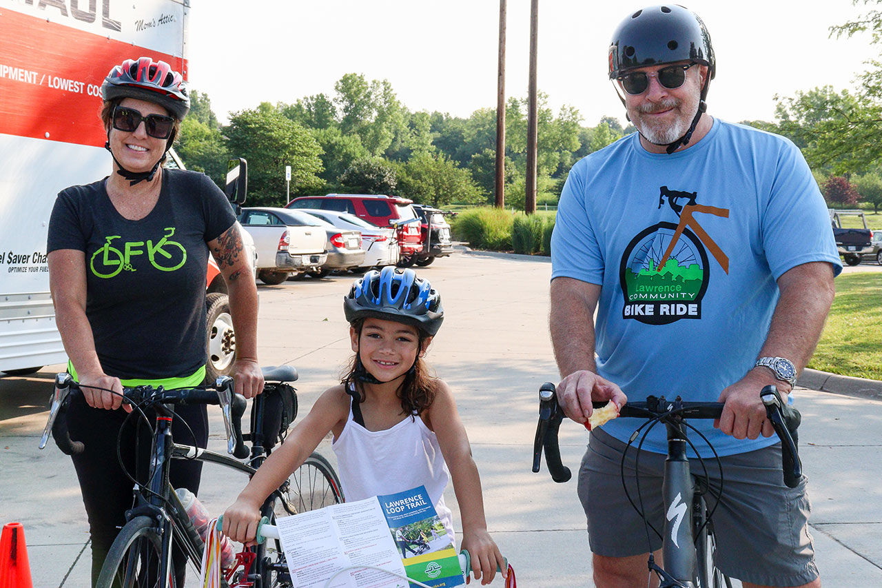 A family at the bike ride