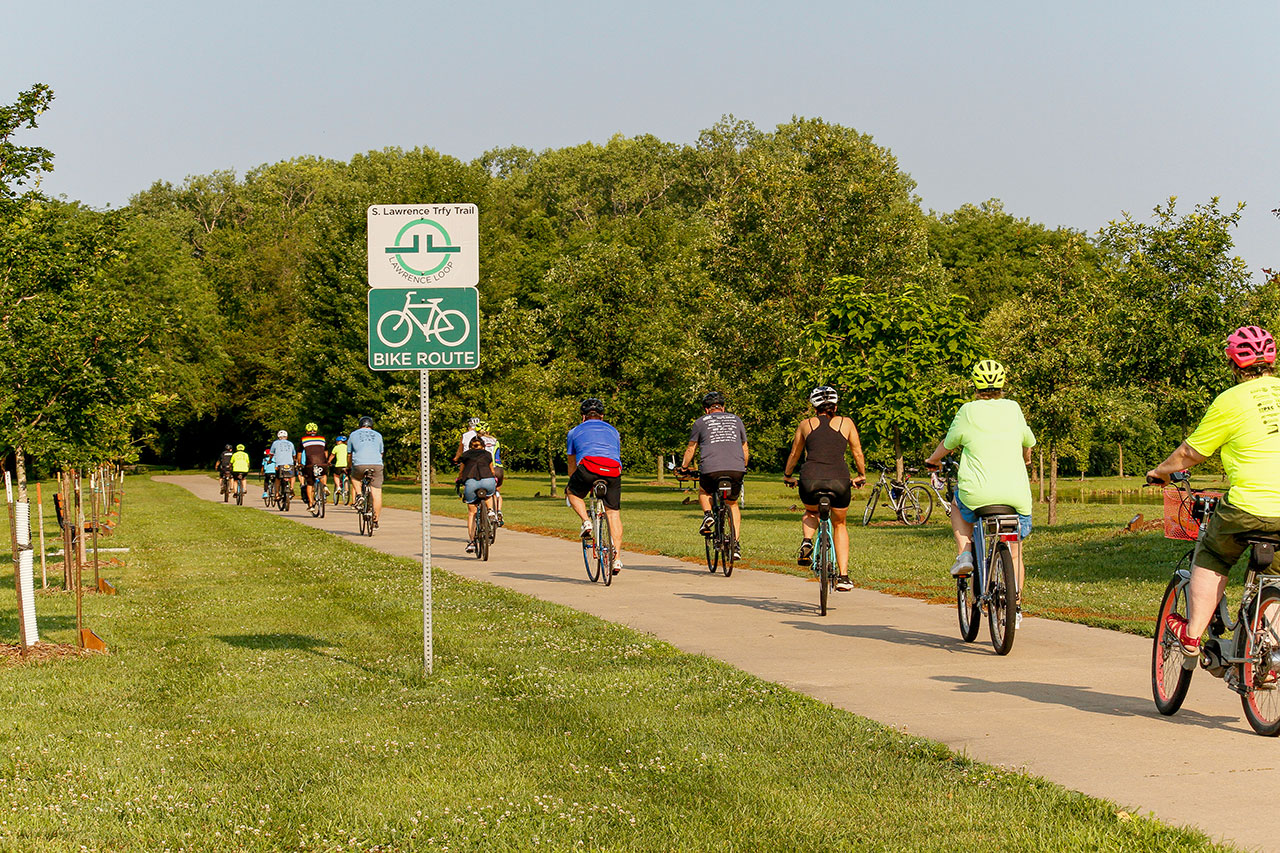 Riders at the community bike ride