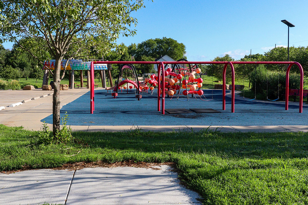 Playground equipment in Burroughs Creek Park, which is along the trail