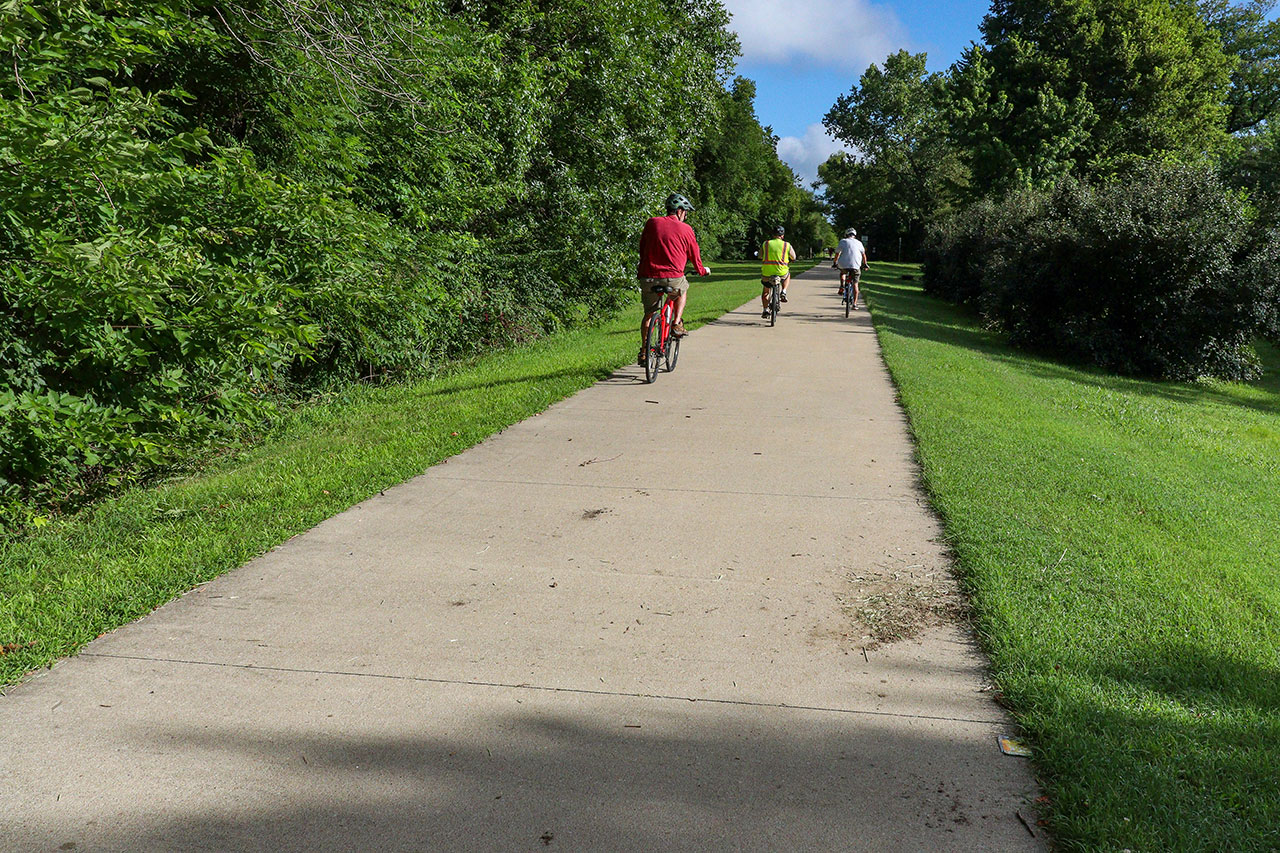 People biking on the trail