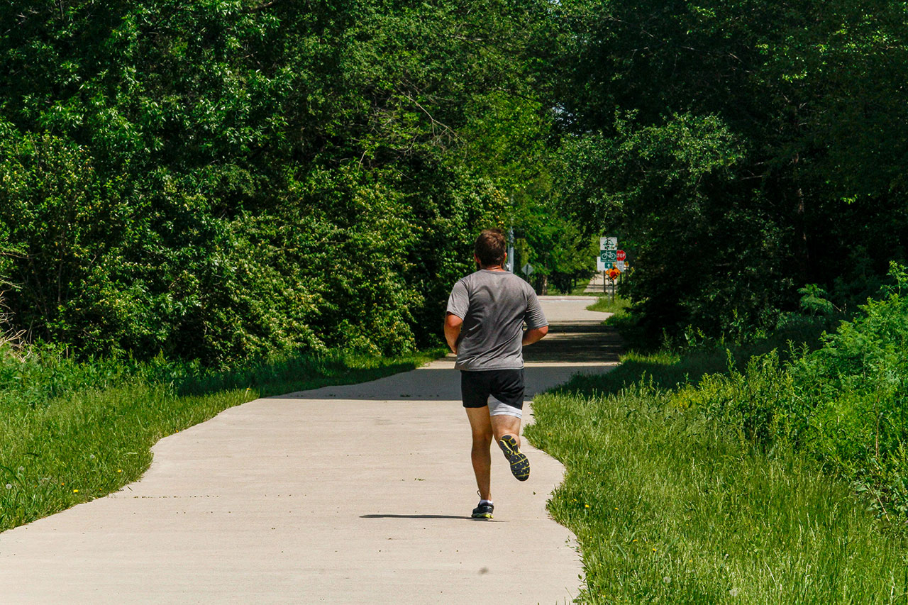 A runner on the trail south of 19th Street