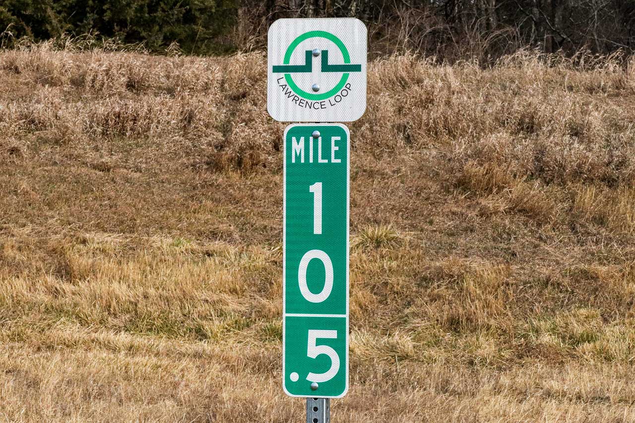 Lawrence Loop 10.5 mile marker