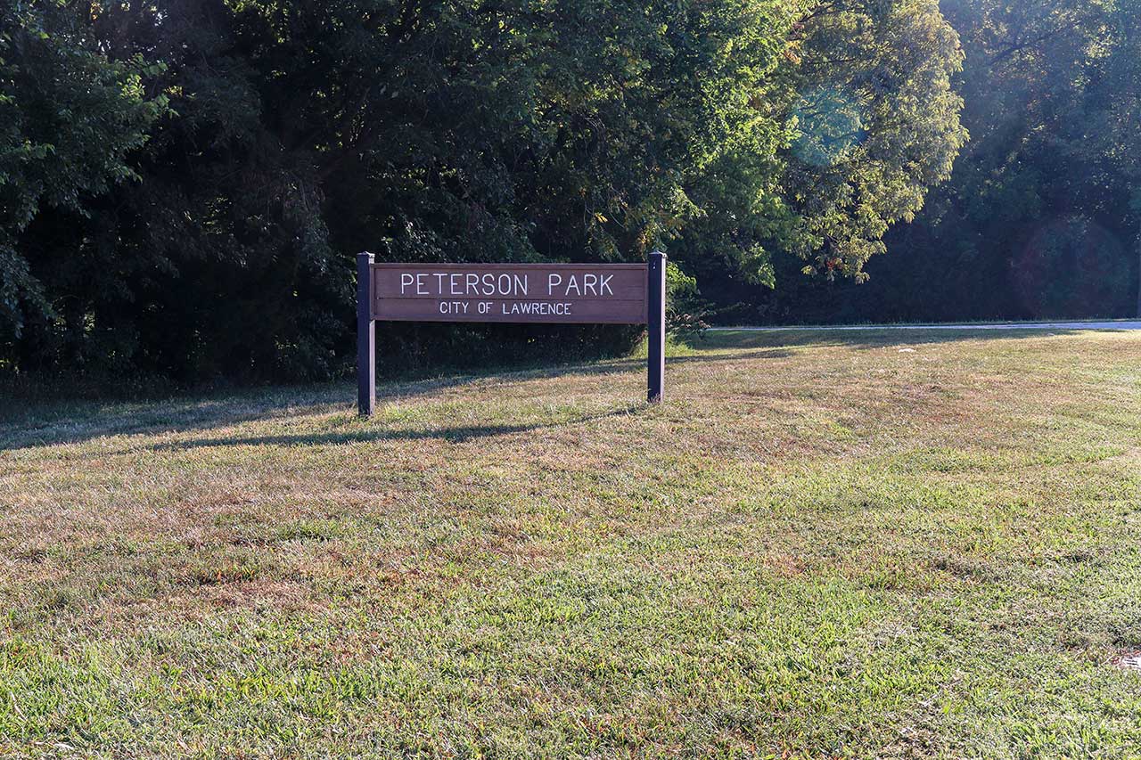 The sign in Peterson Park