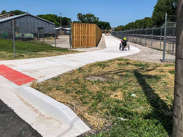 A man riding a recumbent bike on the new loop segment