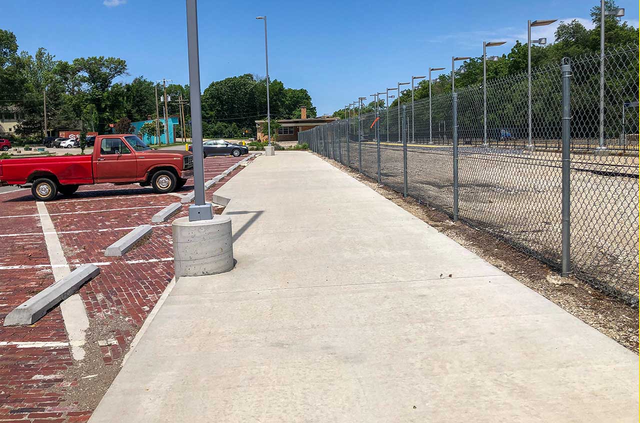 The new segment extends the path that runs along the parking lot at east of the Depot