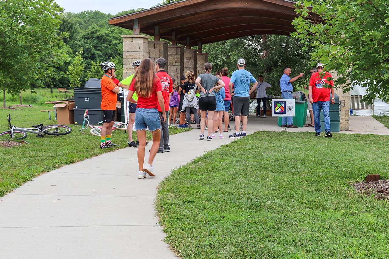 People gathering at the Community Bike Ride