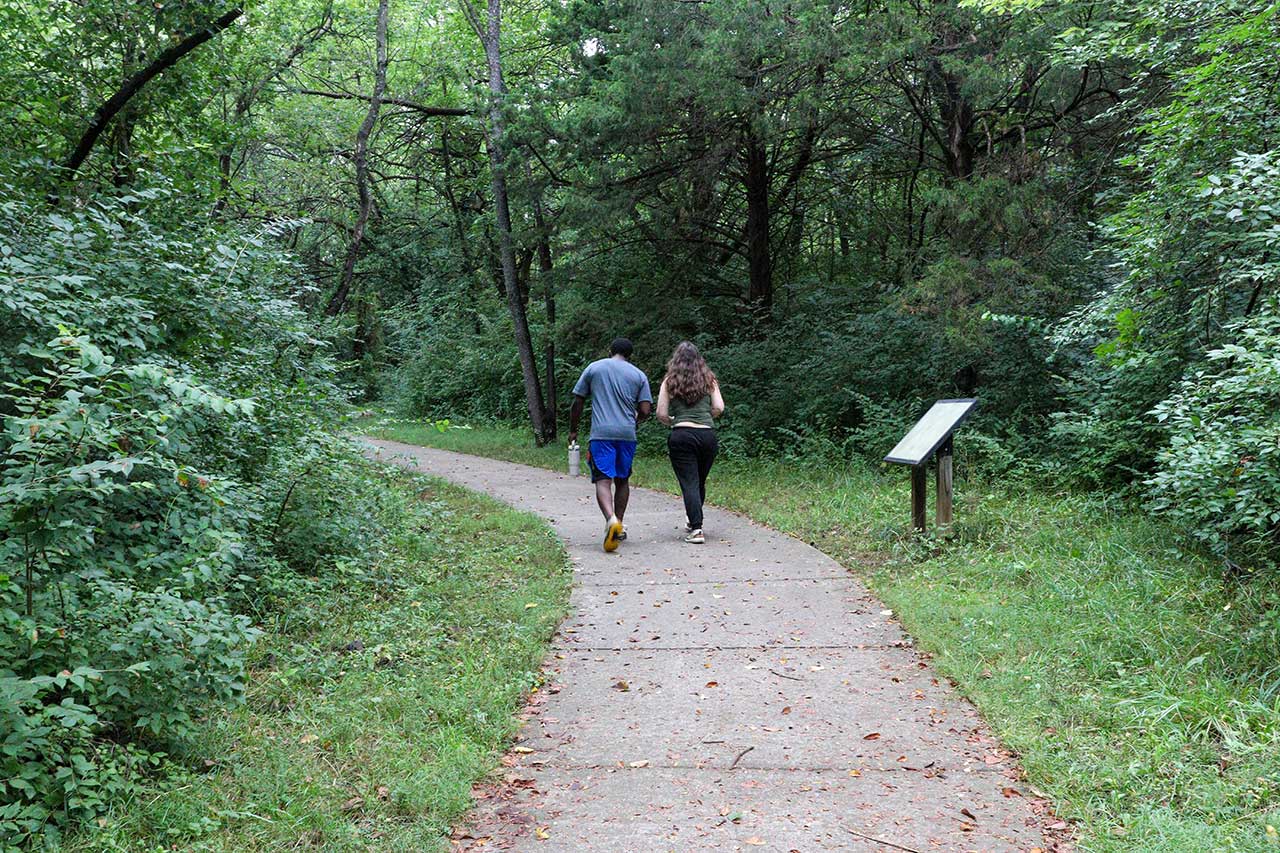 People walking on the Mary's Lake Trail