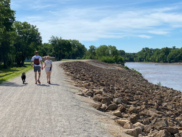 Walkers on the Levee Trail