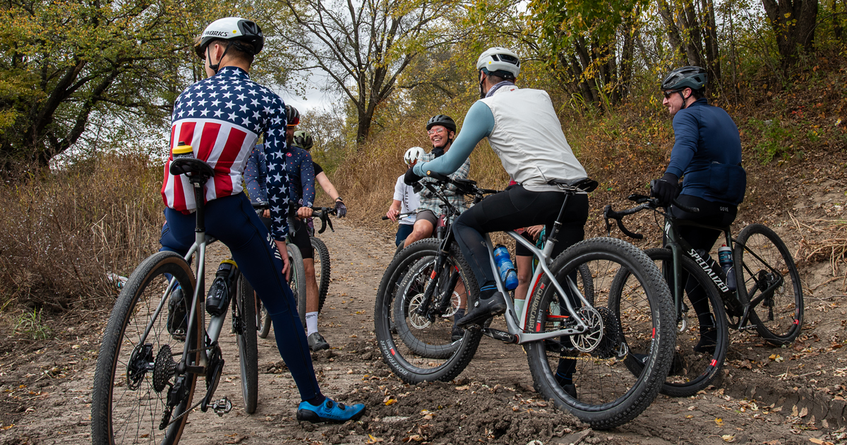 People on mountain bikes on a trail
