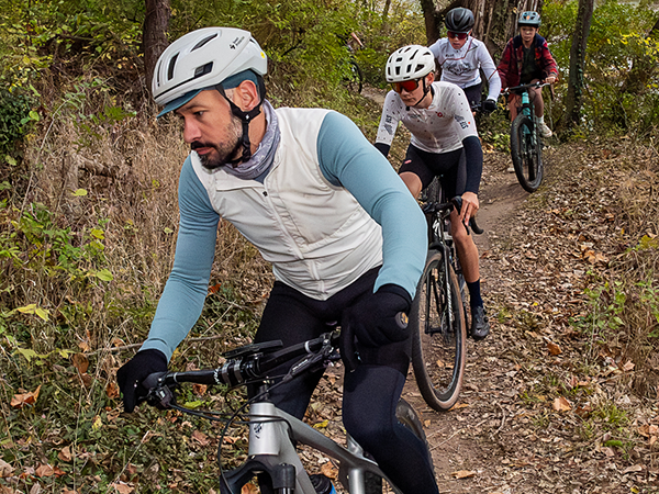Bicyclists riding on a trail