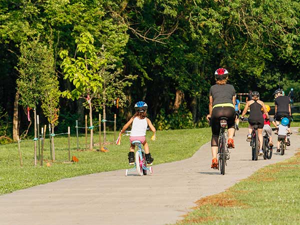 A family biking the Loop