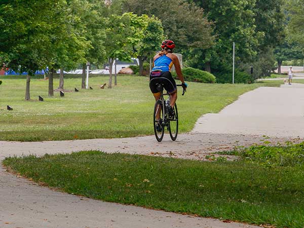 A person riding a bicycle