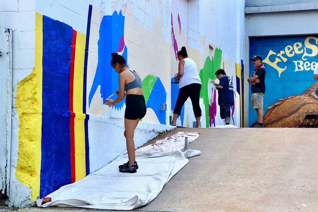 Painting the mural
