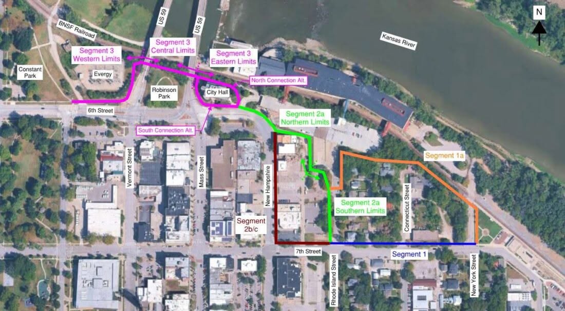 Full view of the plan for the downtown section of the Lawrence Loop