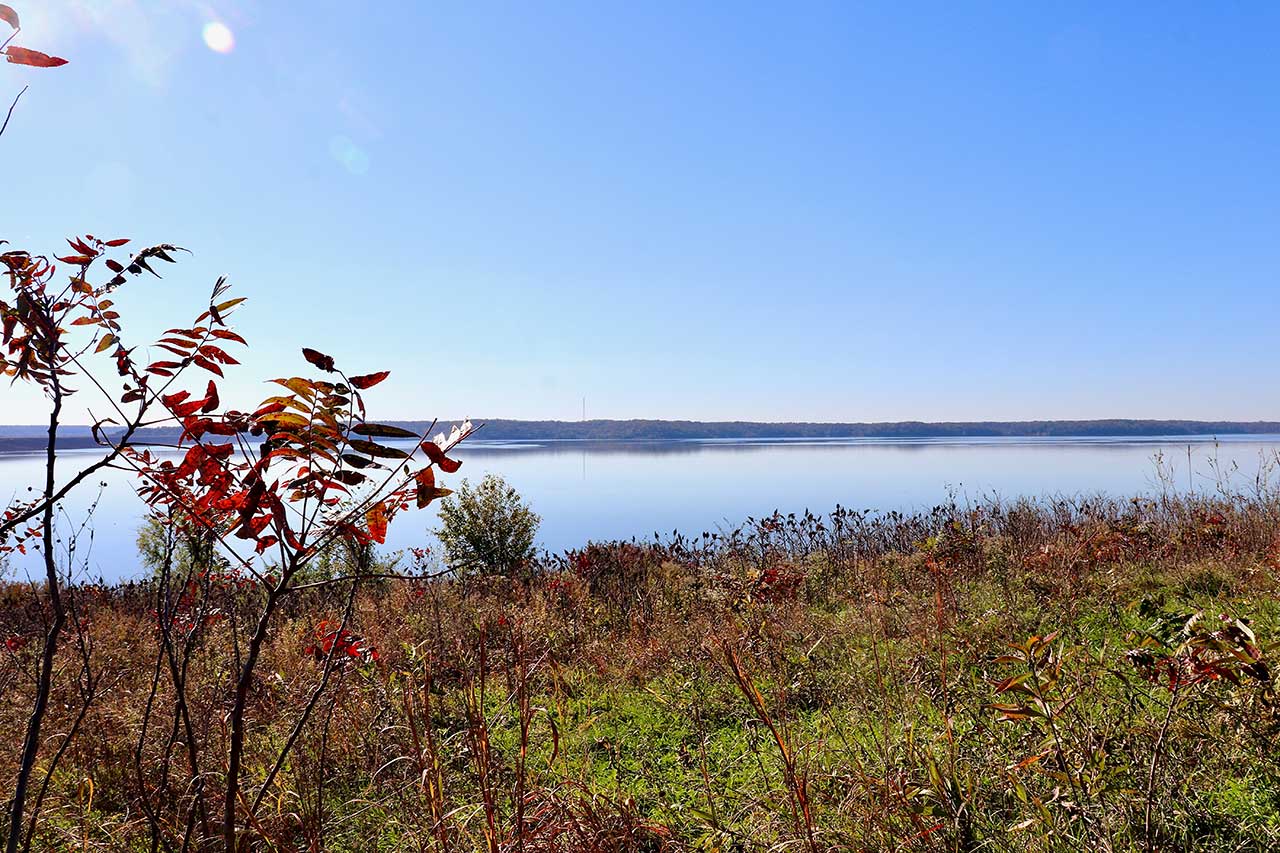 The view of Clinton Lake from the vista